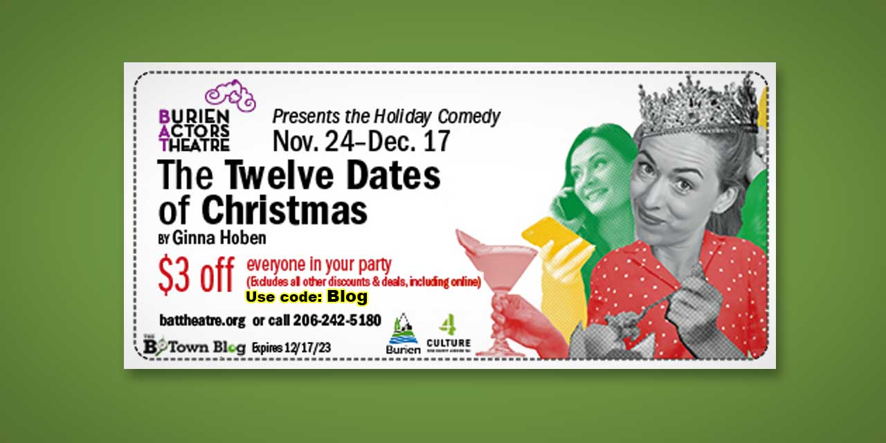 COUPON: Save $3 off to see BAT Theatre’s ‘The Twelve Dates of Christmas,’ which continues this weekend