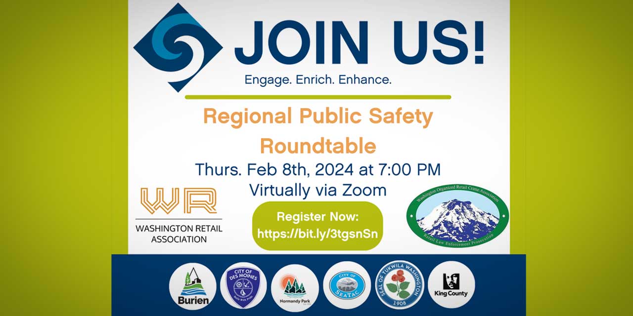 REMINDER: Seattle Southside Chamber’s Public Safety Roundtable will be Thursday night
