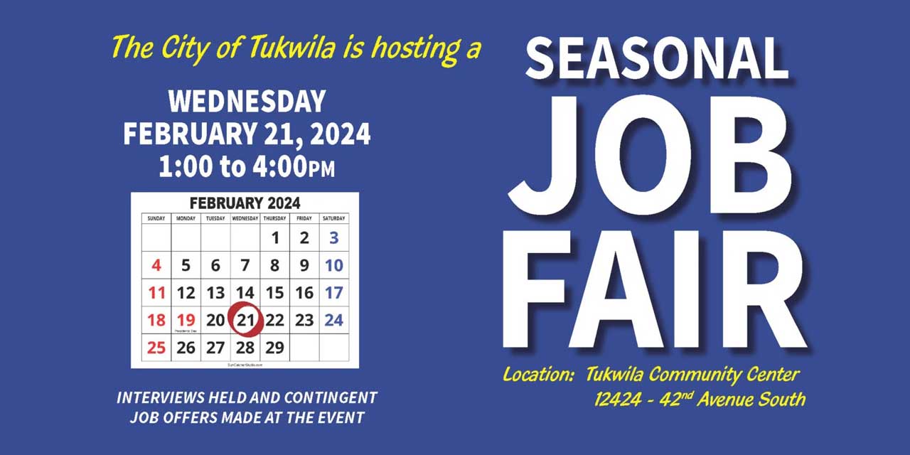 City of Tukwila hosting Seasonal Job Fair on Wednesday, Feb. 21