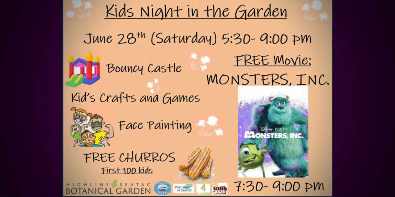 REMINDER: Free ‘Kid’s Night in the Garden’ returns to Highline SeaTac Botanical Garden this Saturday, June 28