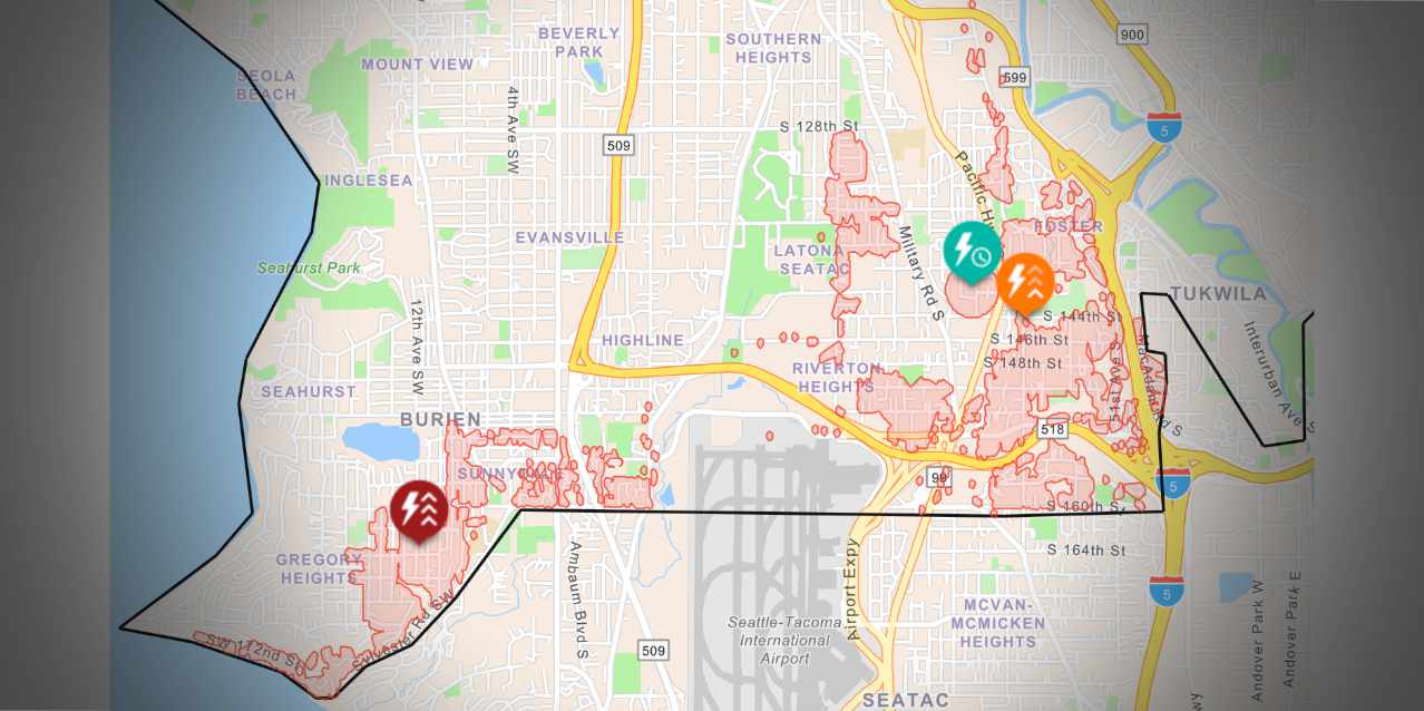 Power outage affects more than 7,300 City Light customers in Tukwila, SeaTac and Burien Wednesday