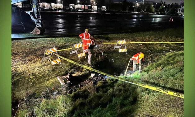 Emergency sinkhole repair completed Thursday night along Green River levee in Tukwila