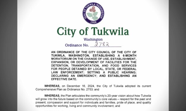 Tukwila City Council adopts emergency six month moratorium on new detention facilities