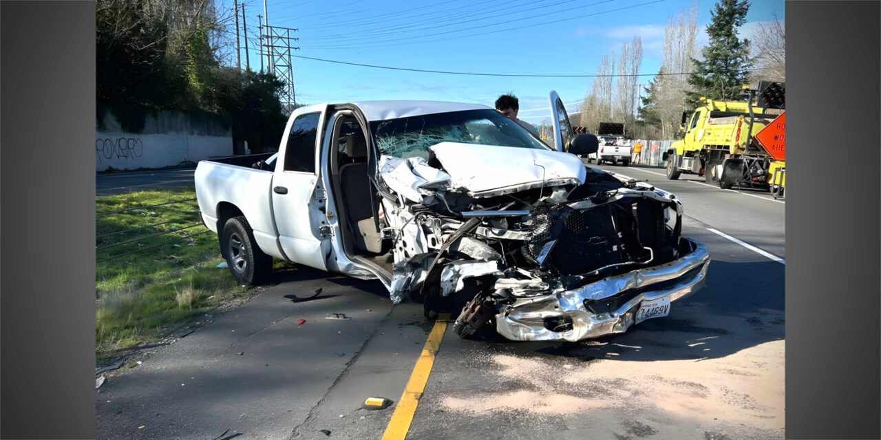 Crash involving truck and WSDOT attenuator briefly closed SR 99 lanes in Tukwila Thursday