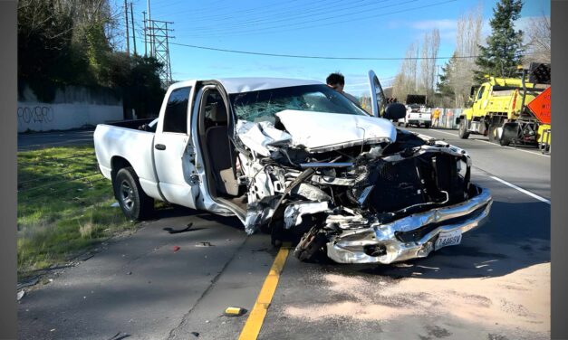 Crash involving truck and WSDOT attenuator briefly closed SR 99 lanes in Tukwila Thursday