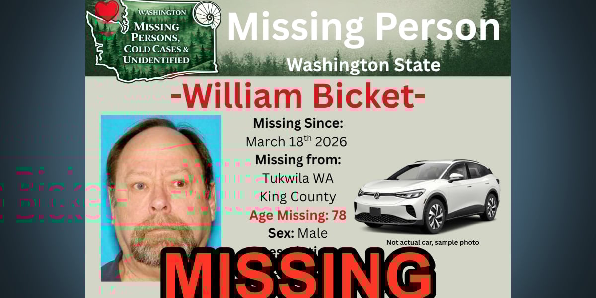 Have you seen William? Tukwila Police seek help finding missing 78-year-old last seen Mar. 18