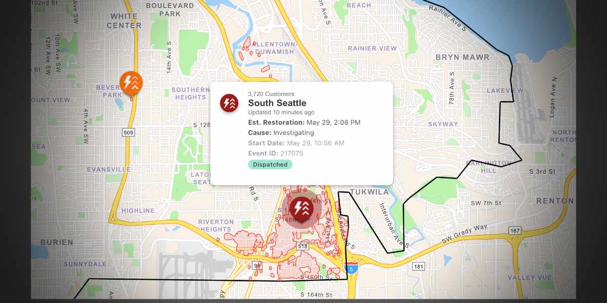Power outage leaves about 3,700 City Light customers without electricity in Tukwila area