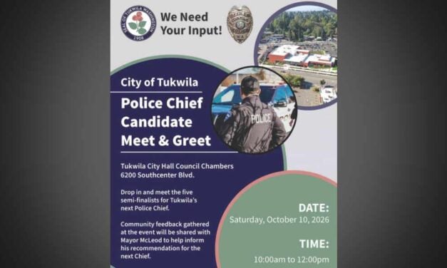 Tukwila residents invited to meet five police chief candidates on Saturday, Oct. 10